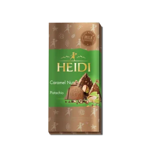 Mléčná čokoláda Heidi s kousky pistácií v karamelu